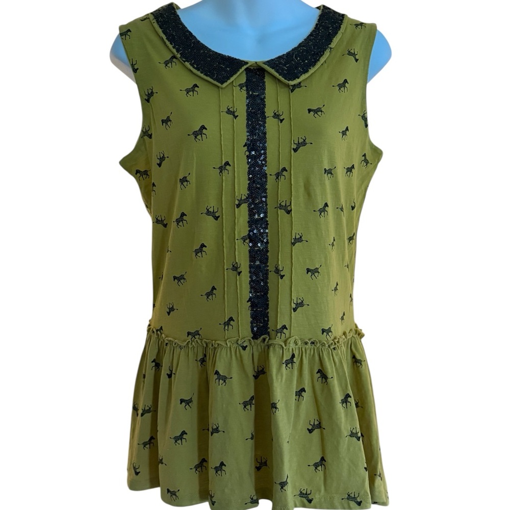 Next Mustard Sleeveless Top with Black “Zebra” Print